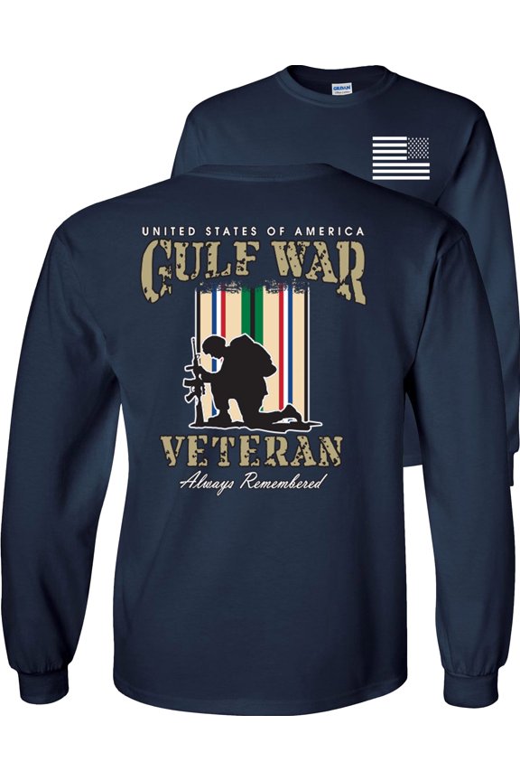 Proud Veteran Gulf War Always Remember Long Sleeve Shirt-Navy-2x