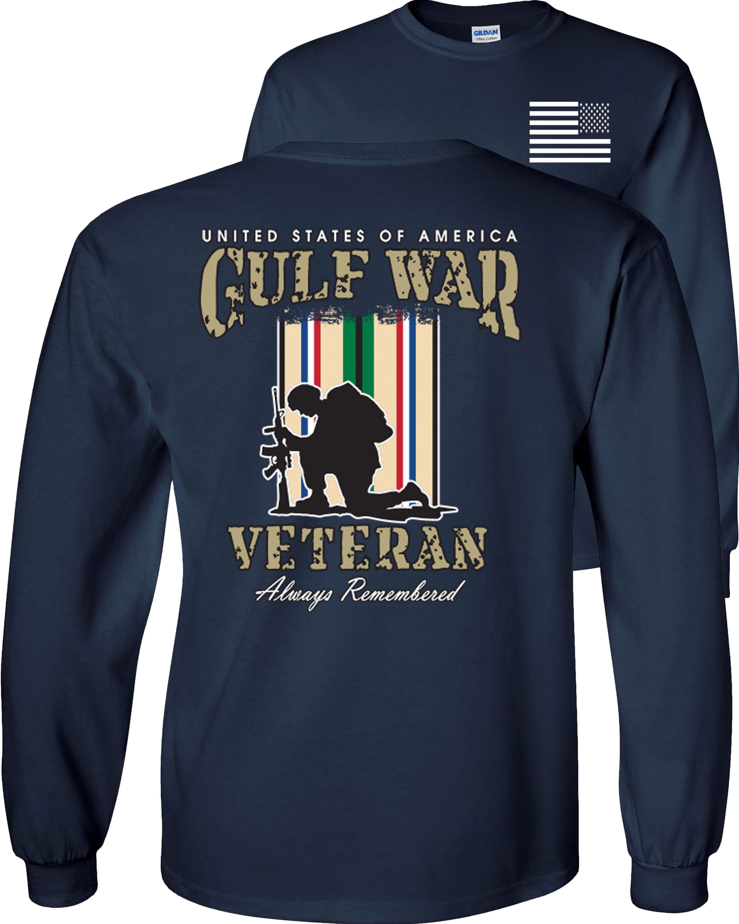 Fair Game Proud Veteran Gulf War Always Remember Long Sleeve Shirt-Navy ...