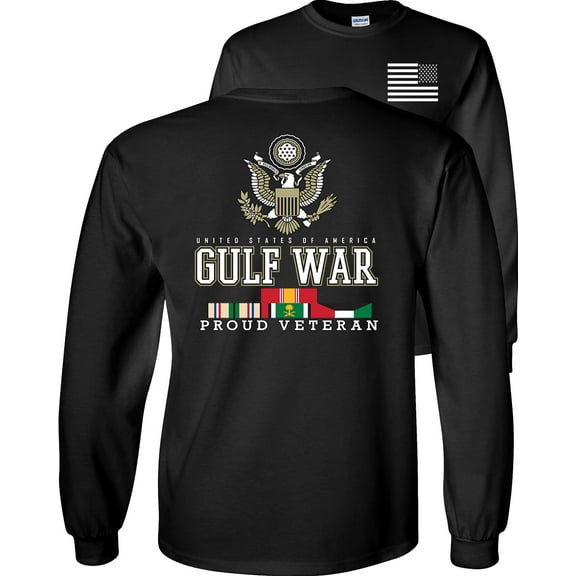 Fair Game Proud Veteran Gulf War Eagle Long Sleeve Shirt-Black-4x