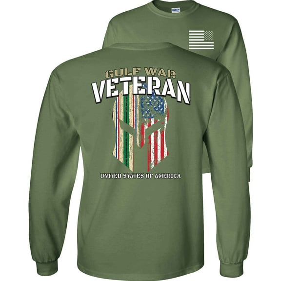 Fair Game Proud Gulf War Spartan Helmet Long Sleeve Shirt-Military Green-3x