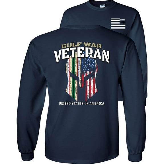 Fair Game Proud Gulf War Spartan Helmet Long Sleeve Shirt-Navy-2x