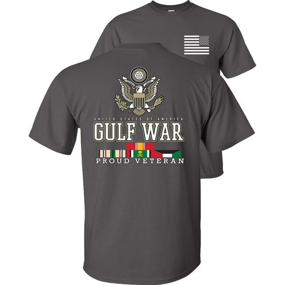Fair Game Gulf War T-Shirt Proud Veteran USA Operation Campaign Service Ribbons Eagle-Charcoal-M