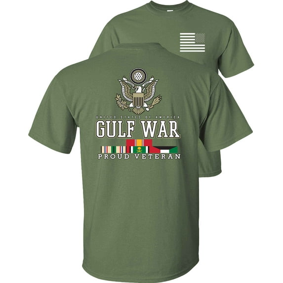 Fair Game Proud Veteran Gulf War Eagle T-Shirt-Military Green-L