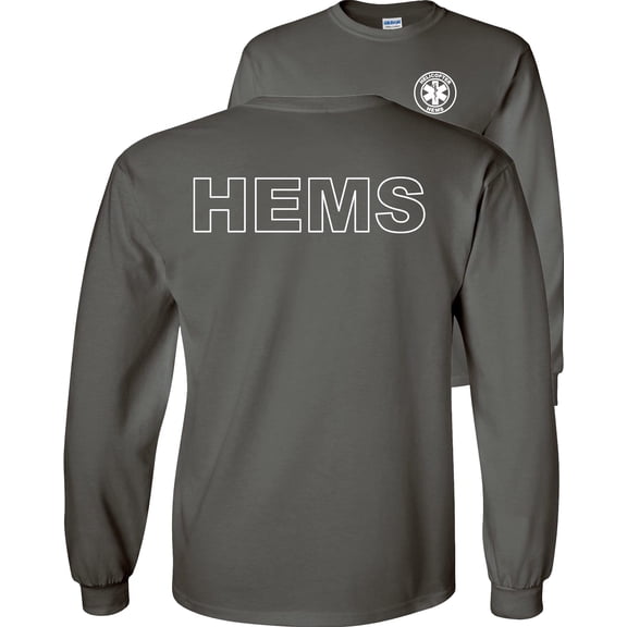Fair Game HEMS Helicopter Emergency Medical Services Long Sleeve Shirt Air Ambulance EMS Flying Medevac-Charcoal-XL