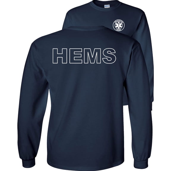Fair Game HEMS Helicopter Emergency Medical Services Long Sleeve Shirt Air Ambulance EMS Flying Medevac-Navy-Small