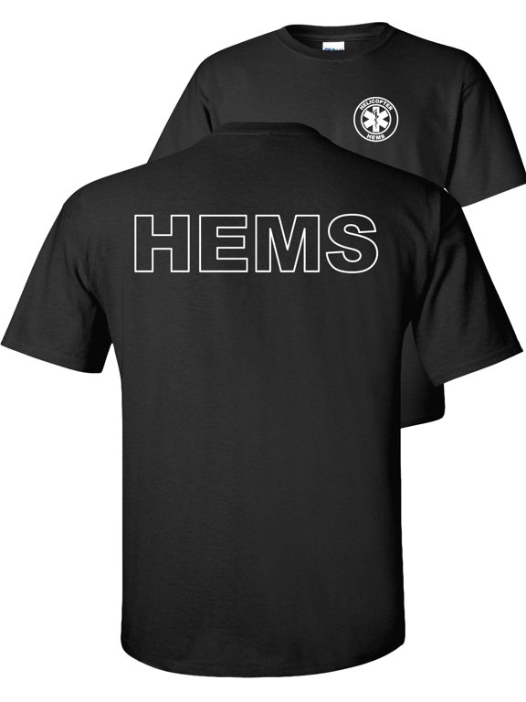 HEMS Helicopter Emergency Medical Services T-Shirt Air Ambulance EMS Flying Medevac-Black-L