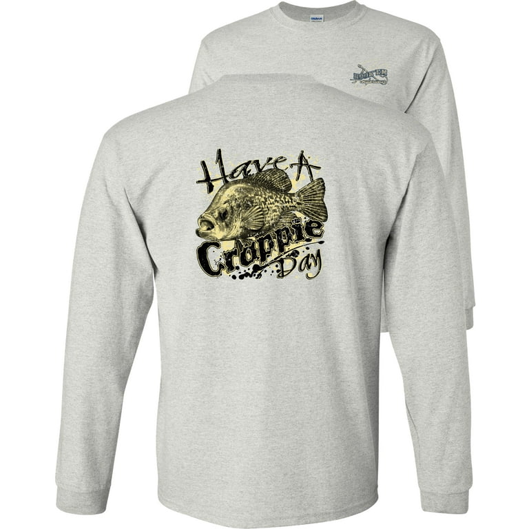 Fair Game Have a Crappie Day Long Sleeve Shirt, Fishing Graphic  Tee-Ash-Large 