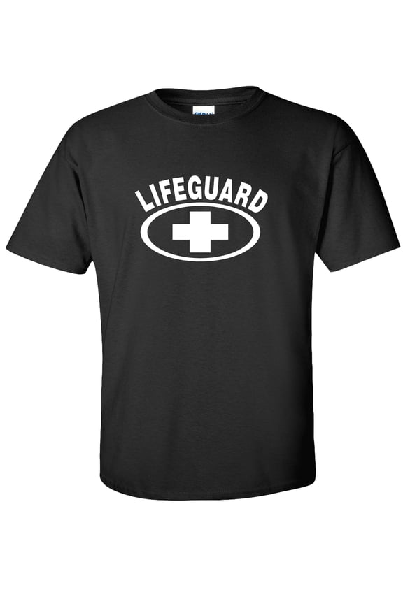 Kids Life Guard T-Shirt Lifeguarding Uniform Lifeguard Costume First Aid White Cross YMCA-Black-Youth-Small