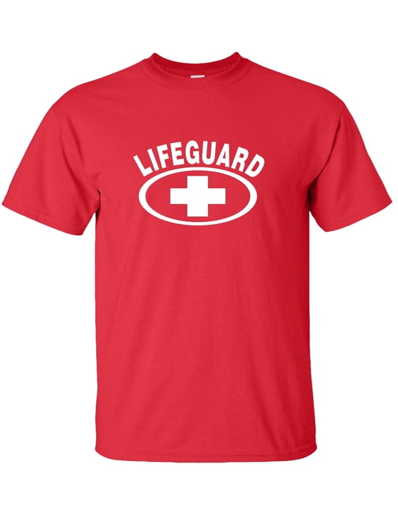 Life Guard T-Shirt, Lifeguard Cross-Red-YL