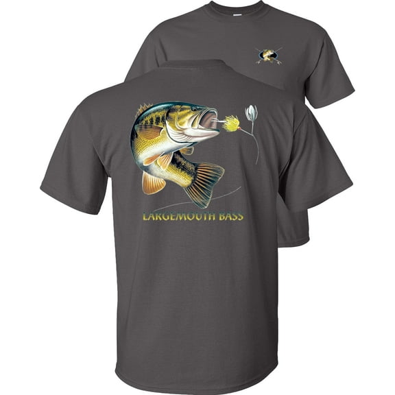 Fair Game Largemouth Bass Fishing T-Shirt Profile-Charcoal-L