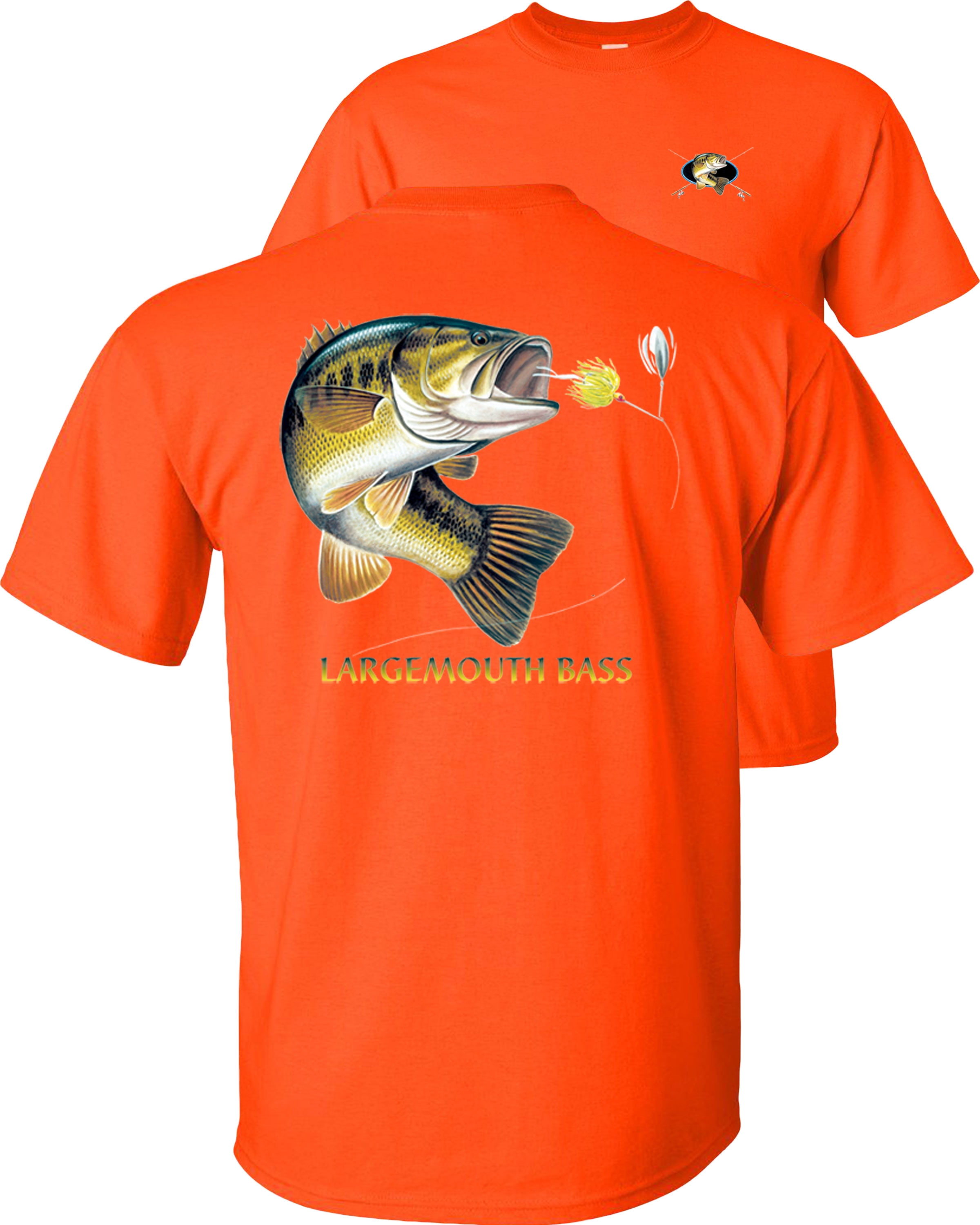 Fair Game Largemouth Bass T-Shirt, combination profile, Fishing Graphic Tee-Orange-2x  