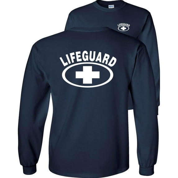 Fair Game Lifeguard Long Sleeve Shirt, lifeguarding cross Graphic Tee F&B-Navy-Medium