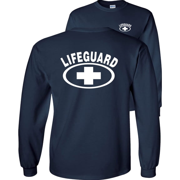 Fair Game Lifeguard Long Sleeve Shirt, lifeguarding cross Graphic Tee F&B-Navy-Small