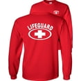 thumbnail image 1 of Fair Game Lifeguard Long Sleeve Shirt, lifeguarding cross Graphic Tee F&B-Red-Small, 1 of 4