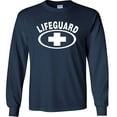 thumbnail image 1 of Fair Game Lifeguard Long Sleeve Shirt, lifeguarding cross Graphic Tee-Navy-Medium, 1 of 4