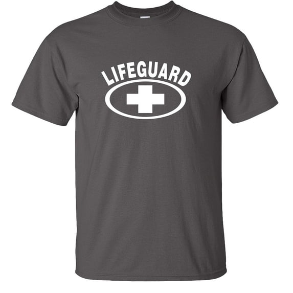 Fair Game Life Guard T-Shirt, Lifeguard Cross-Charcoal-Gray-3x