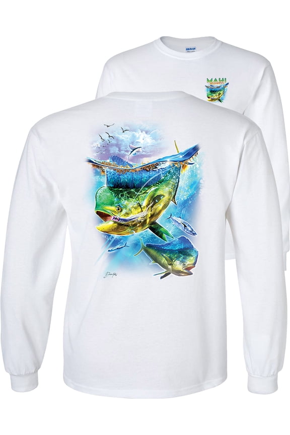Mahi Madness Long Sleeve Shirt-White-Medium