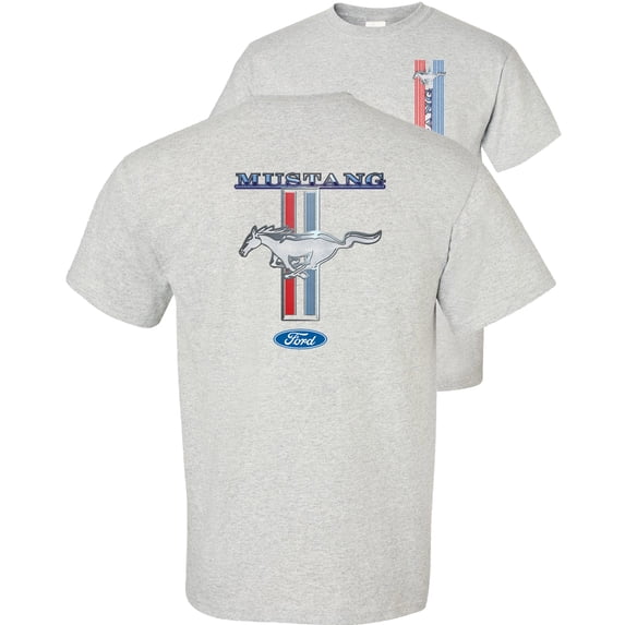 Fair Game Mustang Pony Stripe Ford T-Shirt-Ash-Gray-3x