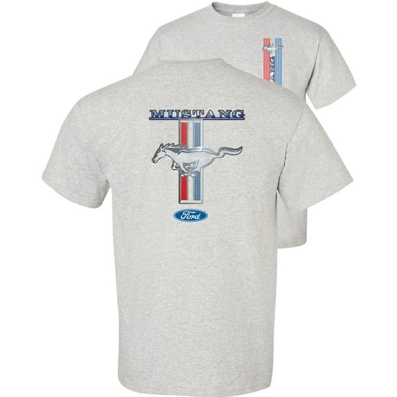 Fair Game Mustang Pony Stripe Ford T-Shirt-Ash-Gray-L