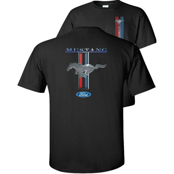 Fair Game Mustang Pony Stripe Ford T-Shirt-Black-S