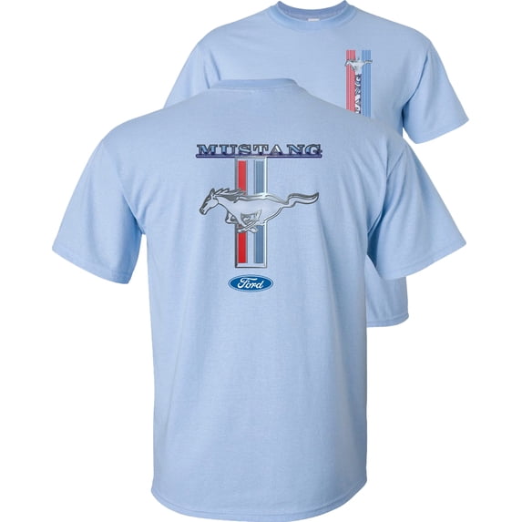 Fair Game Mustang Pony Stripe Ford T-Shirt-Light-Blue-L