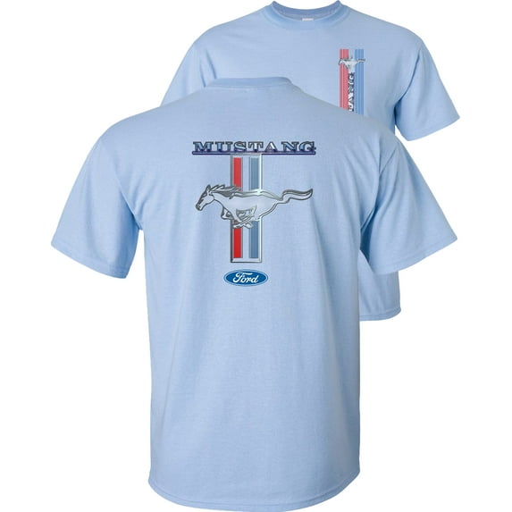 Fair Game Mustang Pony Stripe Ford T-Shirt-Light-Blue-S