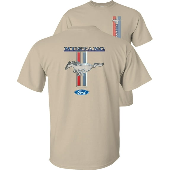Fair Game Mustang Pony Stripe Ford T-Shirt-Sand-L