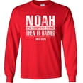 thumbnail image 1 of Fair Game Noah was a Conspiracy Theorist Then It Rained Long Sleeve Shirt, Luke 17:26 Christian Graphic Tee-Red-Medium, 1 of 4