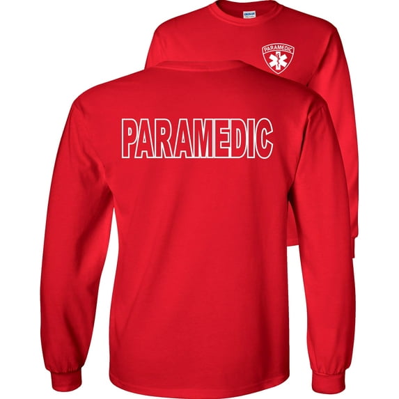 Fair Game Paramedic Long Sleeve Shirt-Red-Medium