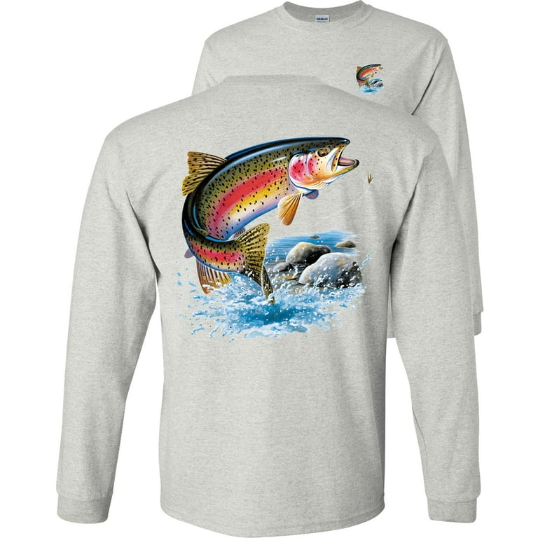 Fair Game Rainbow Trout Fishing Long Sleeve Shirt, fly fishing, Fishing  Graphic Tee-Ash-3x