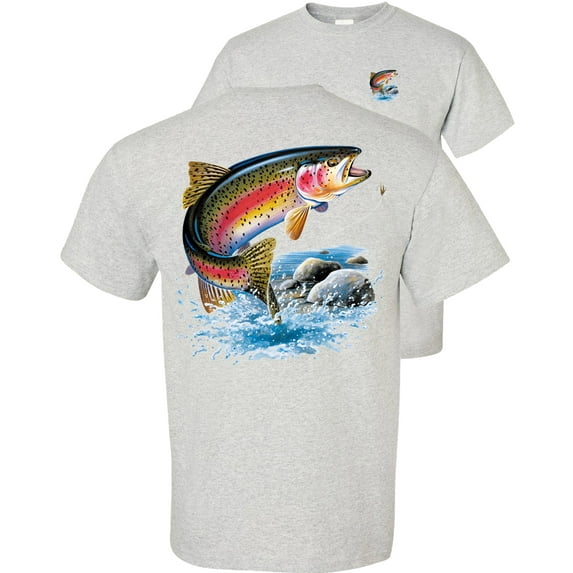 Fair Game Rainbow Trout Fishing T-Shirt-Ash-XL