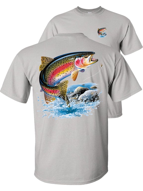 Rainbow Trout Fishing T-Shirt-Ice Grey-L