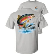 Fair Game Rainbow Trout Fishing T-Shirt, fly fishing, Fishing Graphic Tee-Ice Grey-S