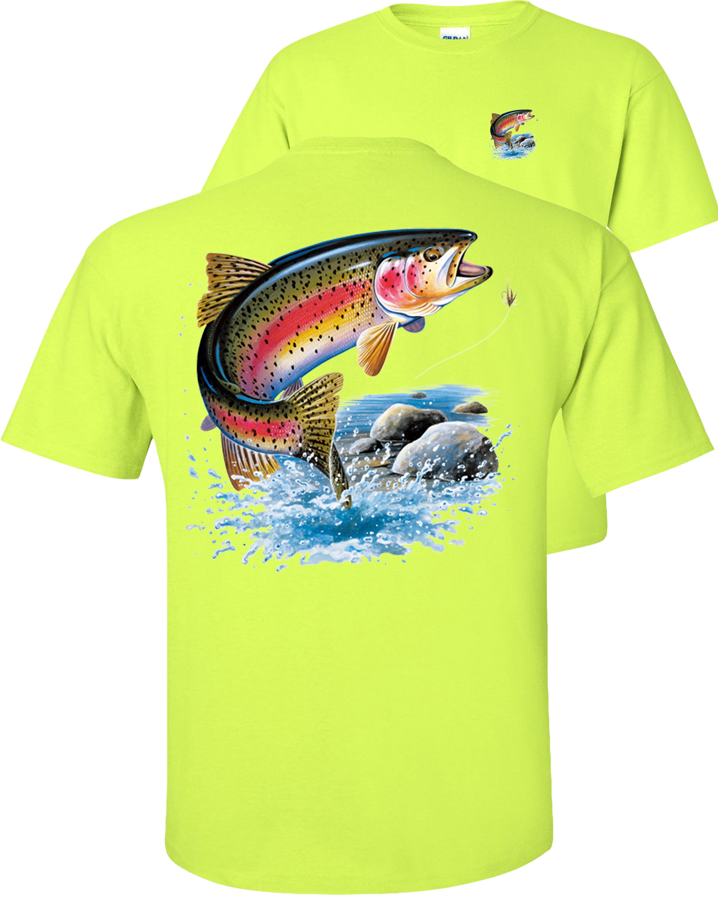 Fair Game Rainbow Trout Fishing T-Shirt, fly fishing, Fishing Graphic Tee- White-XL 