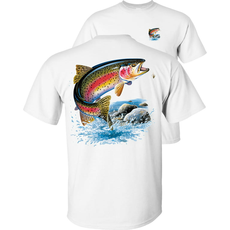 Fair Game Rainbow Trout Fishing T-Shirt, fly fishing, Fishing Graphic  Tee-White-XL