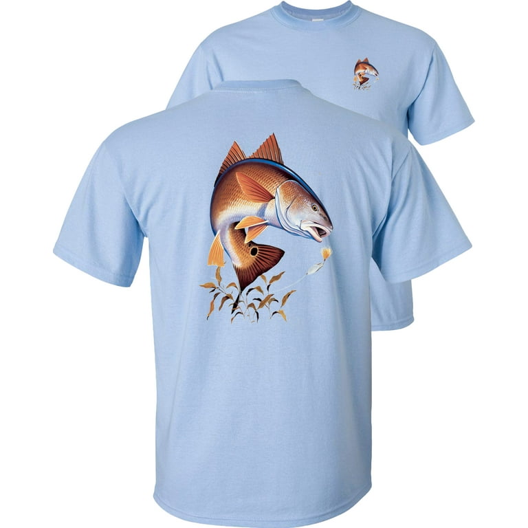 Fair Game Redfish Fishing T-Shirt, red drum, Fishing Graphic Tee-Light  Blue-Adult XL