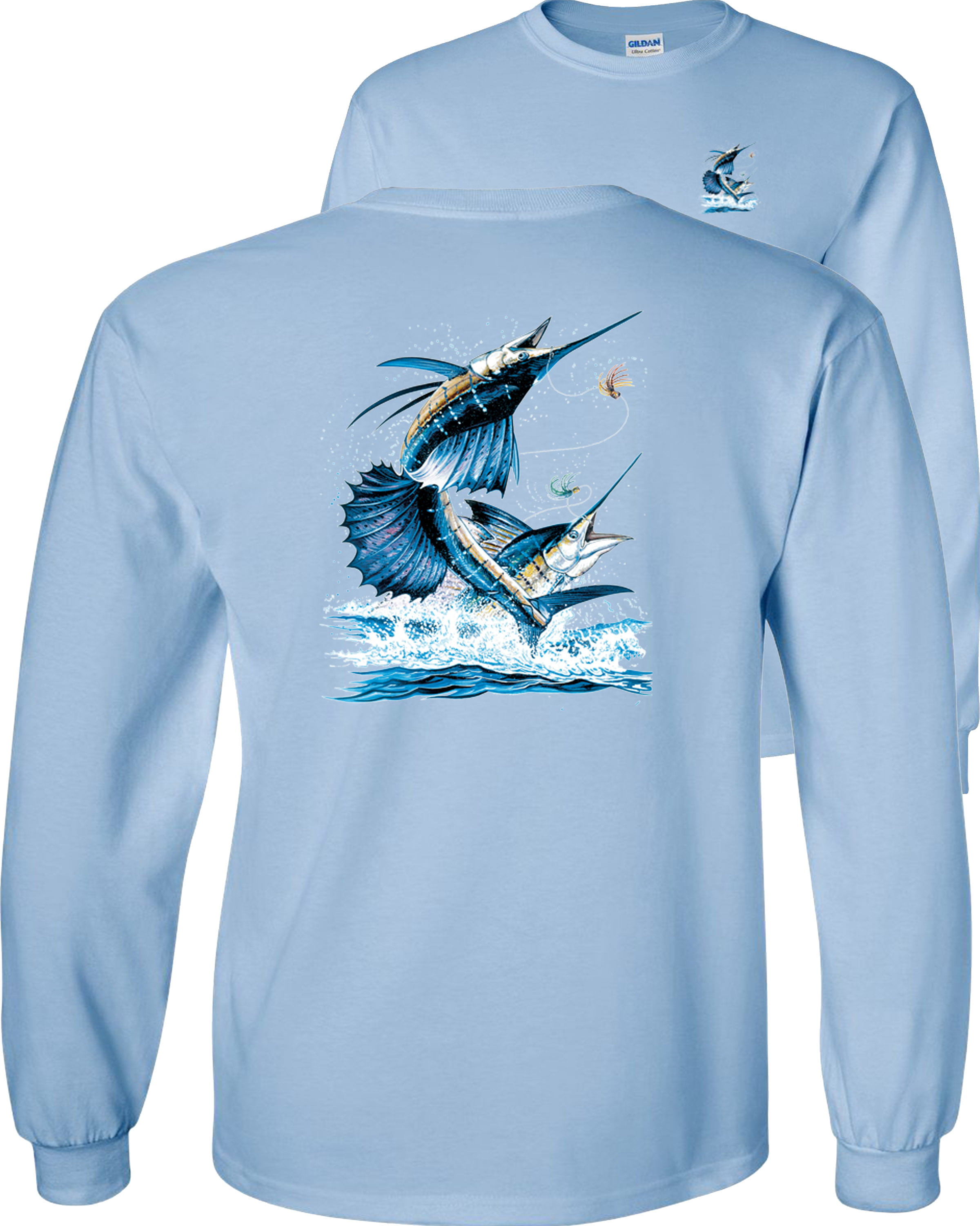 Fair Game Sailfish Fishing Long Sleeve Shirt, Swordfish Saltwater Fish,  Fishing Graphic Tee-White-XL 