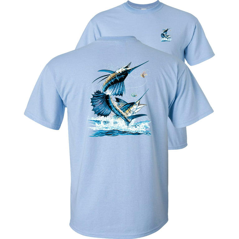 Fair Game Sailfish Fishing T-Shirt, Swordfish Saltwater Fish, Fishing  Graphic Tee-Light Blue-M 