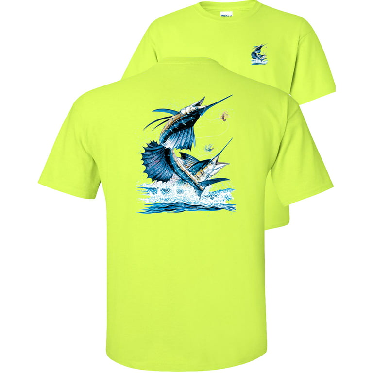Fair Game Sailfish Fishing T-Shirt, Swordfish Saltwater Fish, Fishing  Graphic Tee-Safety Green-XL 