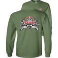 thumbnail image 1 of Fair Game Shelby Cobra American Classic 1962 Checkered Racing Flags Long Sleeve Shirt-Military Green-Small, 1 of 6
