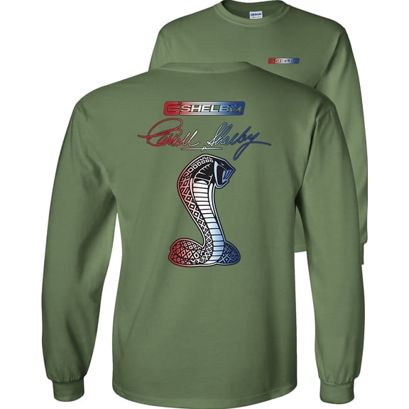 Fair Game Shelby Cobra Red White Blue Long Sleeve Shirt-Military Green-Large