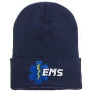 Fair Game Star of Life EMS Beanie Knit Cuffed Hat Emergency Medical Services-Navy