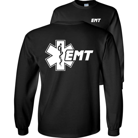 Fair Game Star of Life EMT Long Sleeve Shirt Emergency Medical Technician-Black-Small