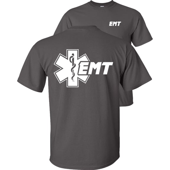 Fair Game Star of Life EMT T-Shirt Emergency Medical Technician-Charcoal-M