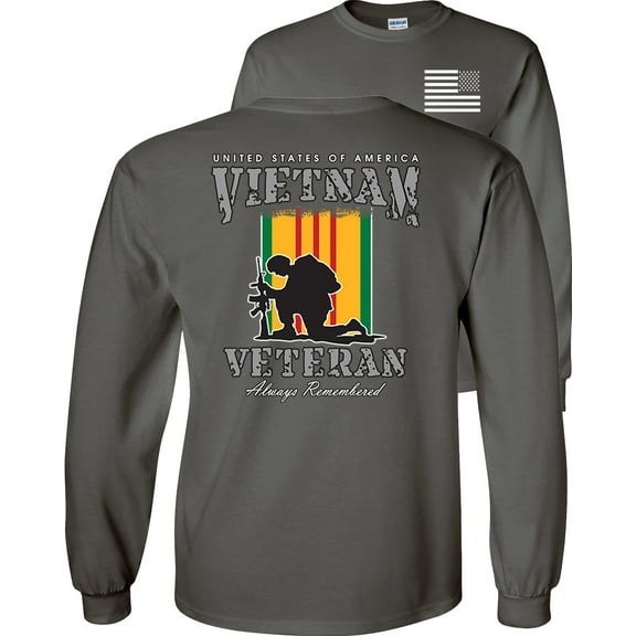 Fair Game Proud Vietnam Veteran Always Remember Long Sleeve Shirt-Charcoal-Small