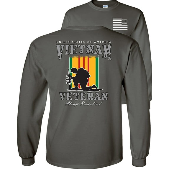 Fair Game Proud Vietnam Veteran Always Remember Long Sleeve Shirt-Charcoal-XL