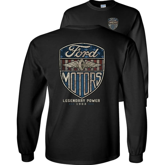 Fair Game Vintage Ford Motors Long Sleeve Shirt Legendary Power 1903-Black-4x