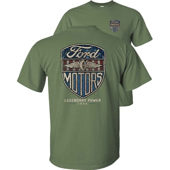 Fair Game Vintage Ford Motors T-Shirt Legendary Power 1903-Military Green-M