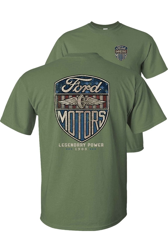 Vintage Ford Motors T-Shirt Legendary Power 1903-Military Green-M