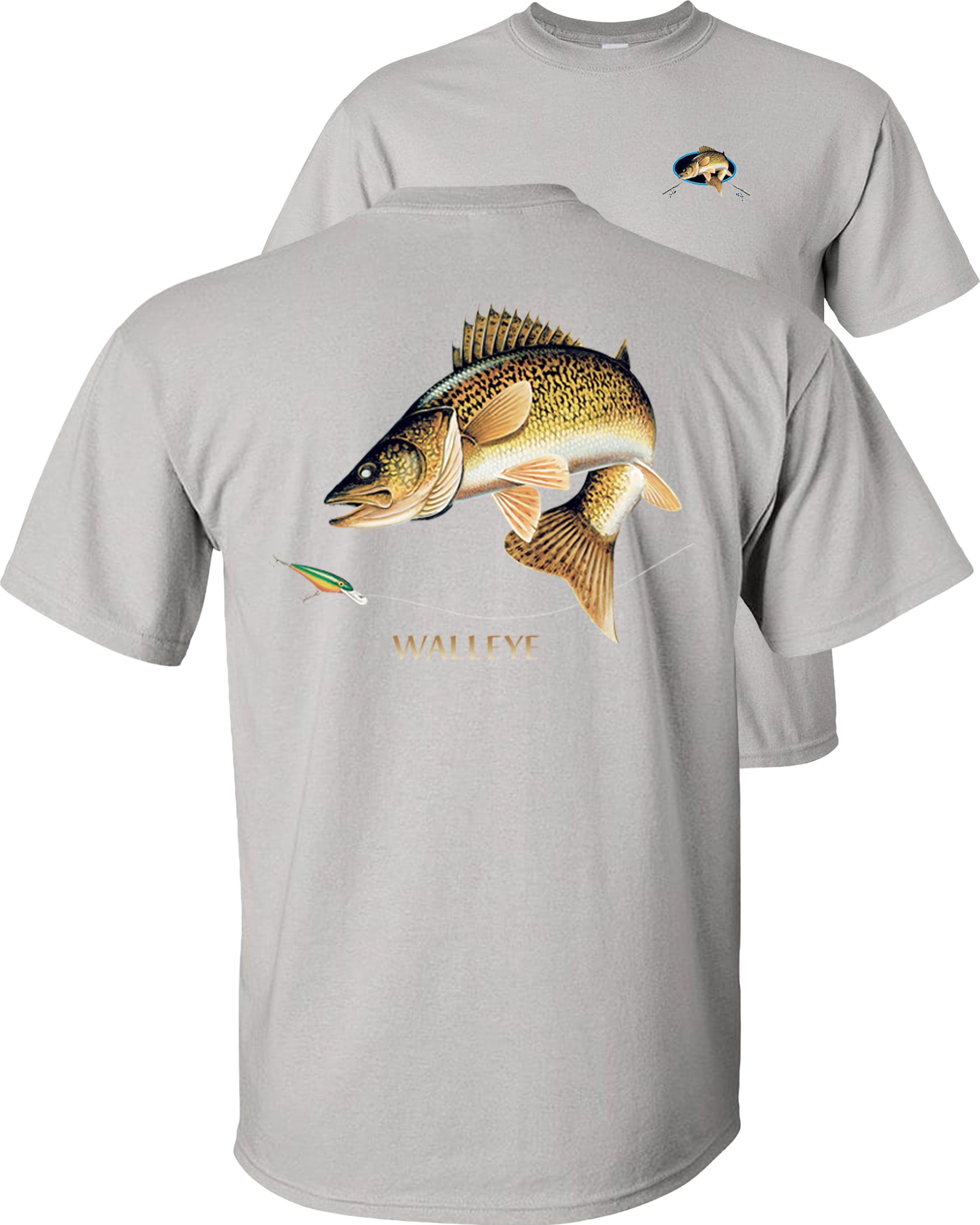 Fair Game Walleye Fishing T-Shirt, combination profile, Fishing Graphic  Tee-Ice Grey-M